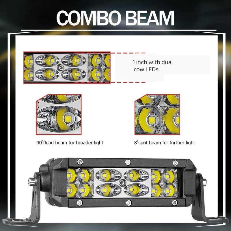 Auto Power Plus LED Light Pods Auto Power Plus 2pcs 5 Inch Off Road Driving Lights Dual Row LED Light Bar LED Work Light Waterproof Spot Flood Combo Lights for Off Road Truck UTV ATV Boat - Image 4